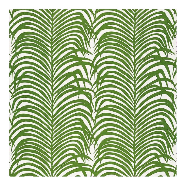 Sample, Schumacher Zebra Palm Fabric in Green For Sale