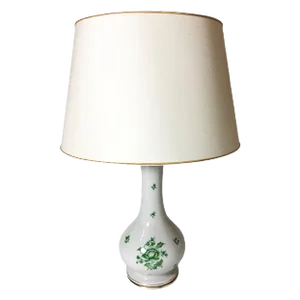 Fortuna Green Pattern Porcelain Table Lamp from Herend Hungary