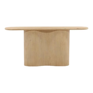 Soft Wave Pedestal Oval Console Table For Sale