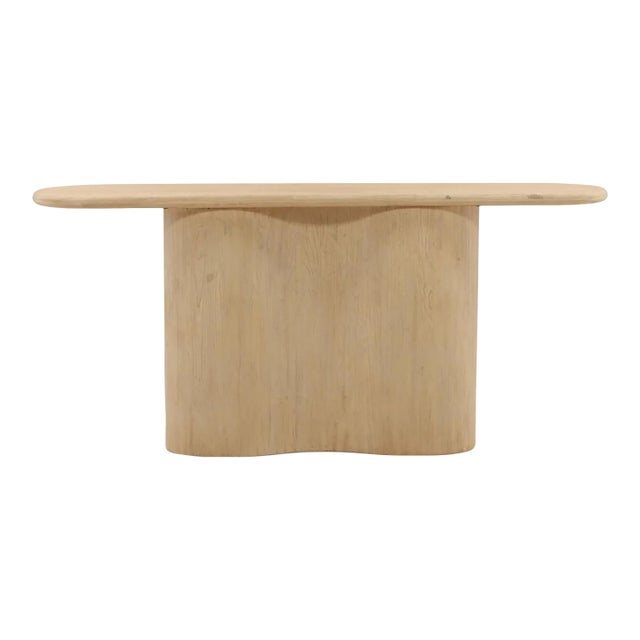 Soft Wave Pedestal Oval Console Table For Sale
