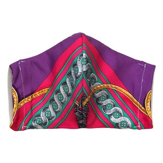 Hermes Vintage Handmade Bride de Cour Silk Scarf Face Mask For Sale