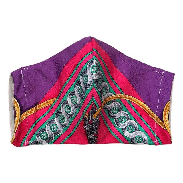 Hermes Vintage Handmade Bride de Cour Silk Scarf Face Mask For Sale
