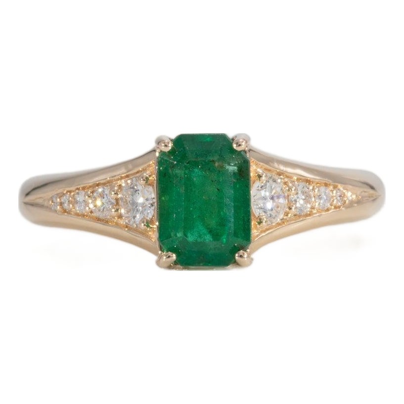 1Ct Zambian Emerald Ring With Earth-Mined Diamond Accents: Solid 14k ...