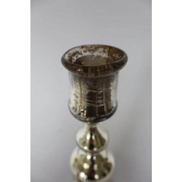 Mercury Glass Candlesticks, Set of 2 For Sale - Image 5 of 6