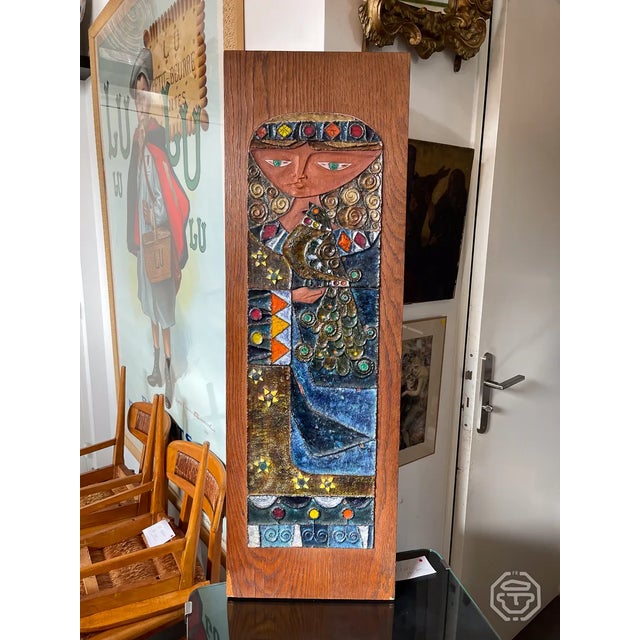 1960s Ceramic Madonna Painting by Alain di Bin, 1960s For Sale - Image 5 of 11