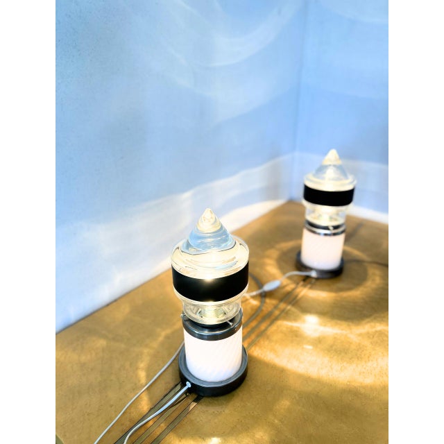 1970s Space Age Murano Glass Table Lamps, Italy, 1970s, Set of 2 For Sale - Image 5 of 13