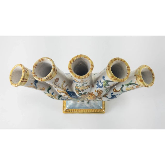 19th/20th Century European Majolica Maiolica Faience Tulipiere Flower Vase For Sale - Image 9 of 13