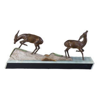 Art Deco Statuette in Bronze and Marble, France, 1920s For Sale