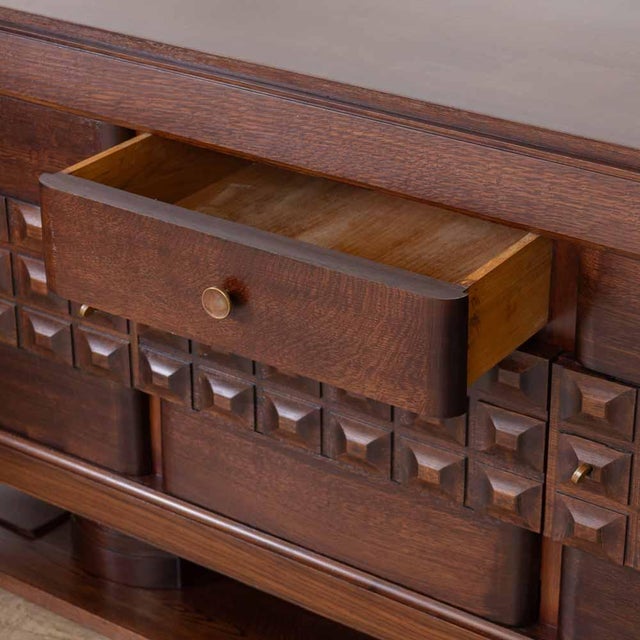 1940s French Carved Wood Sideboard by Charles Dudouyt, Attributed For Sale - Image 12 of 17