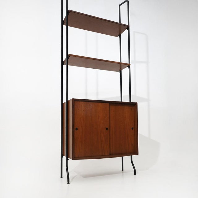 Brown Bookcase with Metal Uprights by Amma Torino, 1960s For Sale - Image 8 of 15