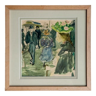 Custom Framed Print of Street Scene From a Watercolor For Sale