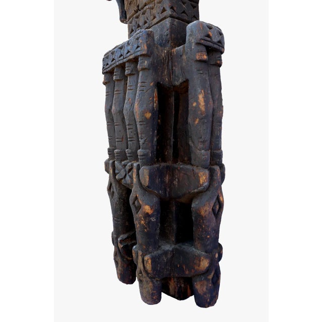 Wood Antique Hand-Carved Wooden Pillar Column, Afghanistan / Pakistan, 1890s For Sale - Image 7 of 12