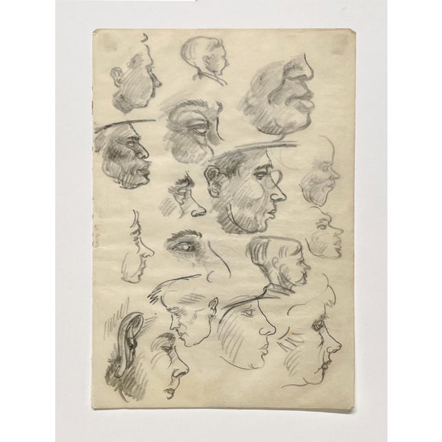 Figurative A Striking, 1930s Composite Sketch, Figure Study (Faces and Profiles) by Noted Chicago Modern Artist, Harold Haydon For Sale - Image 3 of 6