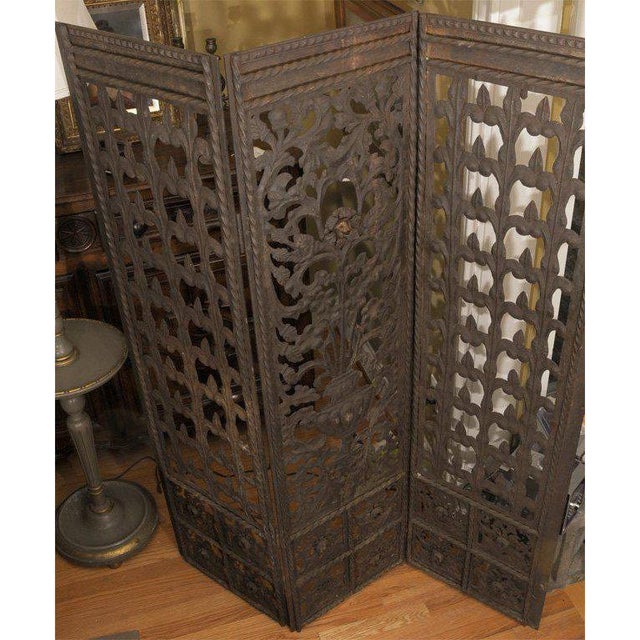 Stunning Neoclassical style three panel hand forged wrought iron screen or room divider, possibly Italian. Would make the...
