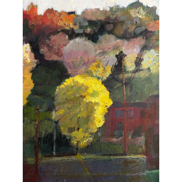 Vintage Framed Landscape Oil Painting With Trees and Architecture For Sale In Philadelphia - Image 6 of 7