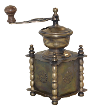 Brass Coffee Grinder with Handle Daisy Decor, 1950s