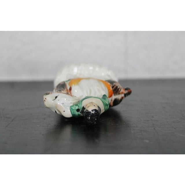 Ceramic Antique English Staffordshire Porcelain Figurine Girl Riding a Goat For Sale - Image 7 of 12