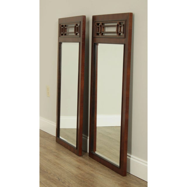 Traditional Yew Wood Frame Beveled Wall Mirror - a Pair For Sale - Image 3 of 13