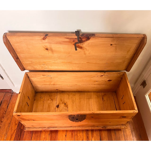 Spanish Colonial Style Wood Trunk With Ornate Iron Hardware For Sale - Image 12 of 12
