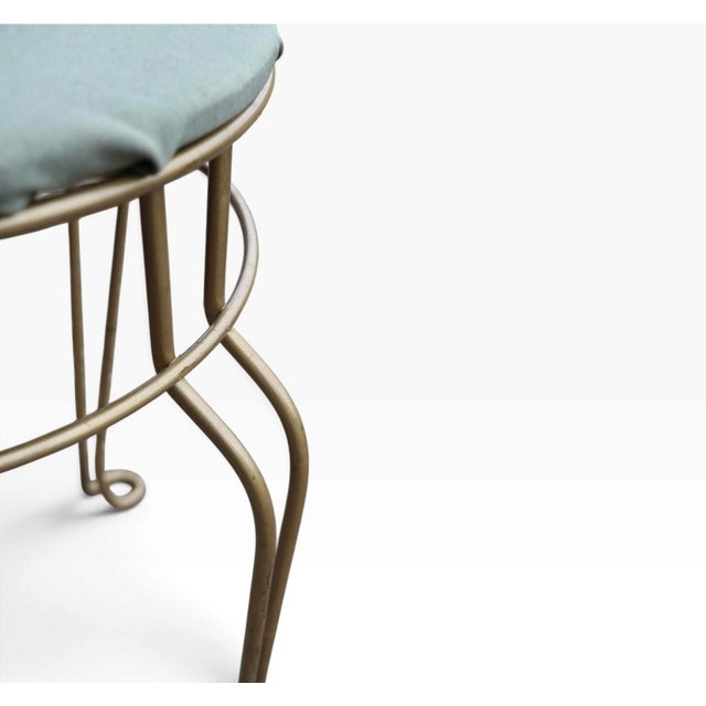 Wire Framed Hollywood Regency Style Vanity Stool Bench C. 1950/60's For Sale - Image 10 of 10