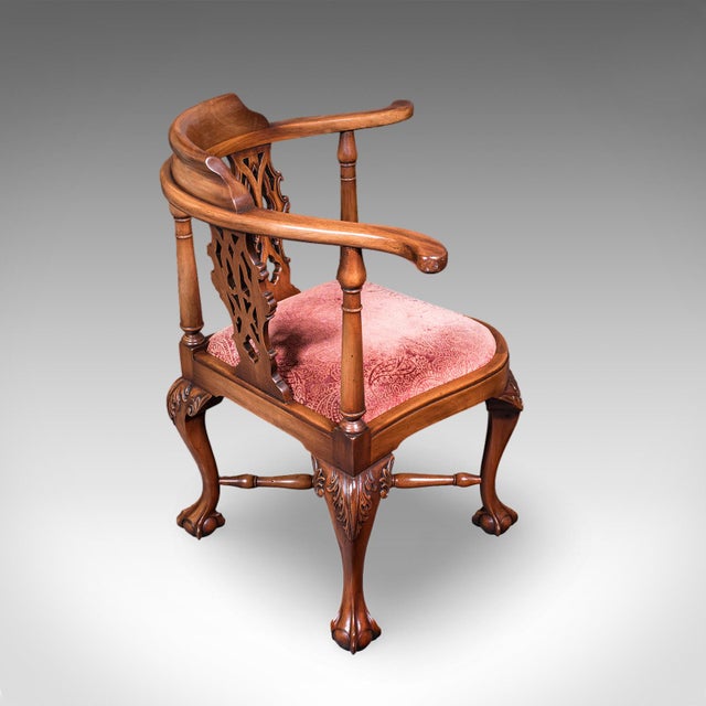 1900 - 1909 Antique Corner Armchair, English, Dressing Seat, Georgian Revival, Edwardian For Sale - Image 5 of 12