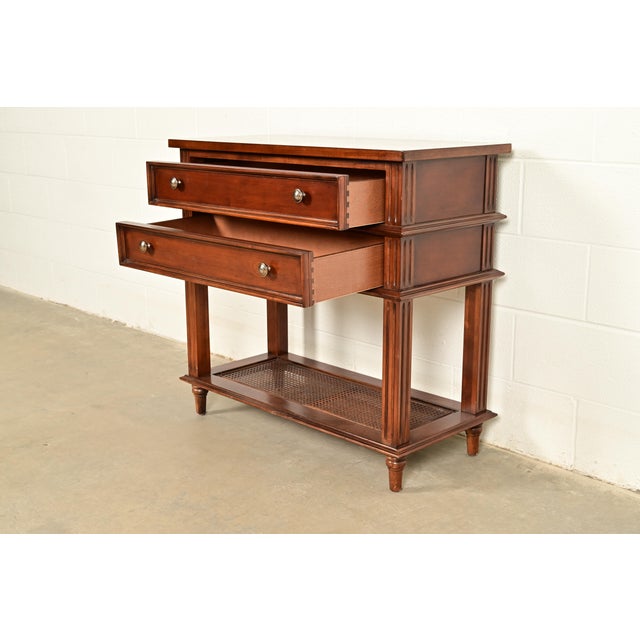 Drexel Heritage French Regency Louis XVI Carved Mahogany and Cane Console Table or Server For Sale In South Bend - Image 6 of 14