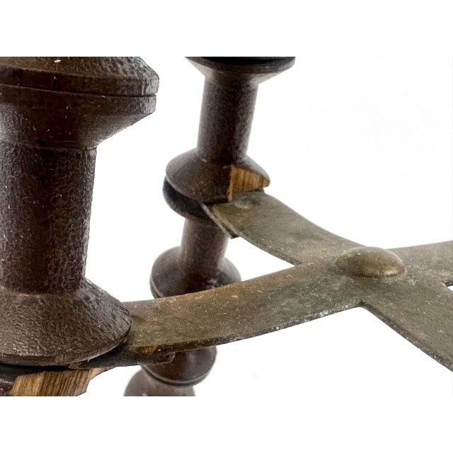 Wood Antique Victorian Folk Art Wood Spool Side Table For Sale - Image 7 of 18