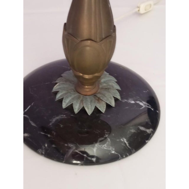 Table Lamp with Marble Base and Bronze Leaf Decoration, Italy, 1950s For Sale - Image 4 of 18