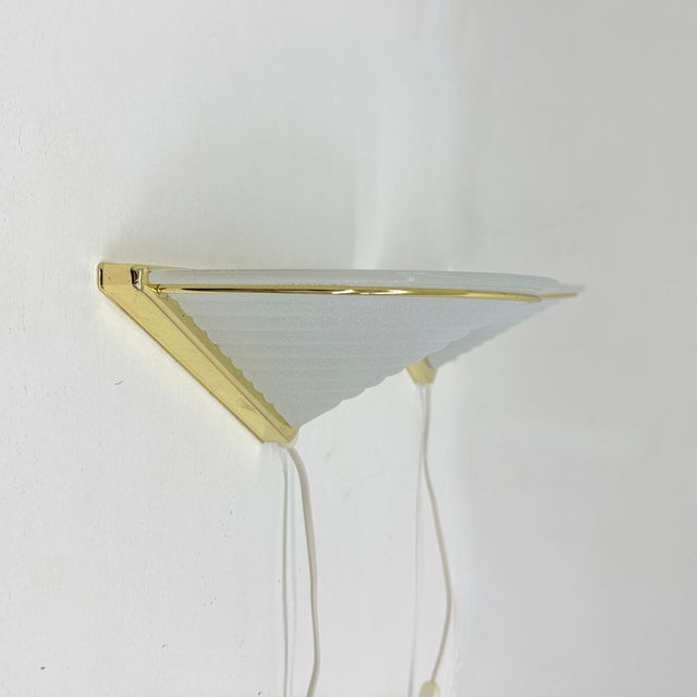 Vintage Glass Wall Lamps with Gold Holders, 1970s, Set of 2 For Sale - Image 9 of 18