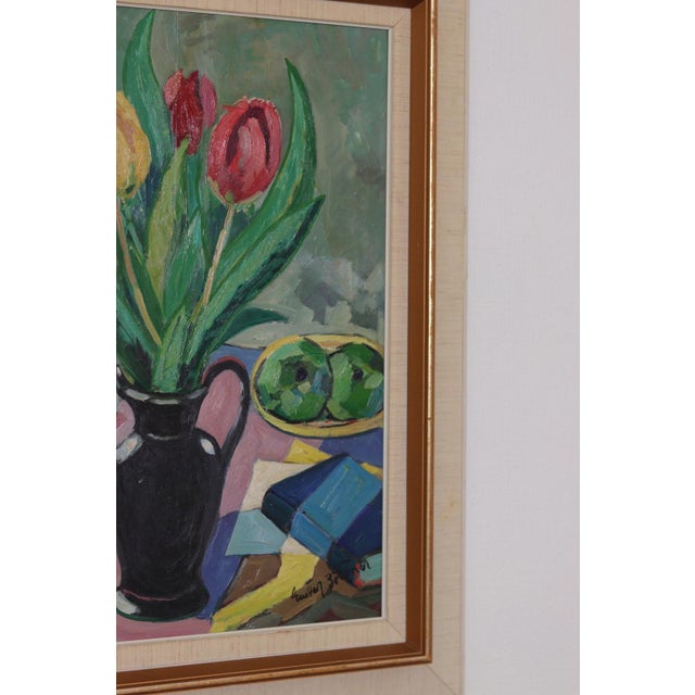 Gustaf Börtner, Tulips and Fruit, 1950s, Oil on Panel, Framed For Sale - Image 18 of 18