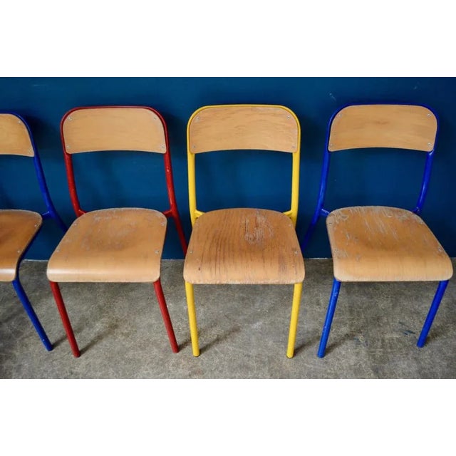 Blue Industrial Colored Dining Chairs, 1980s, Set of 4 For Sale - Image 8 of 12