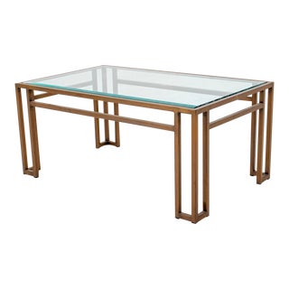 Hollywood Regency Style Gilt Metal Low Table For Sale
