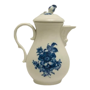 Antique Meissen Porcelain Blue Floral & Insect Tea Pot with Lid Blue Crossed Swords