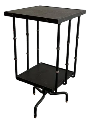 1950s Black Leather Side Table by Jacques Adnet