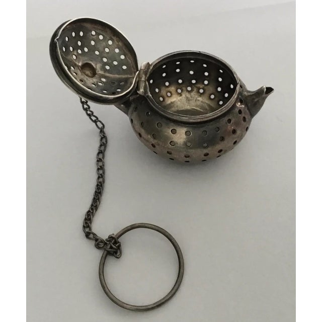 Antique Sterling Silver “ Teapot” Tea Strainer For Sale - Image 4 of 10