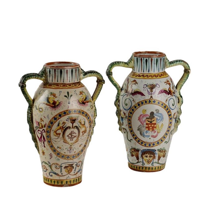 Antique Vases in Majolica, Set of 2 For Sale - Image 16 of 16