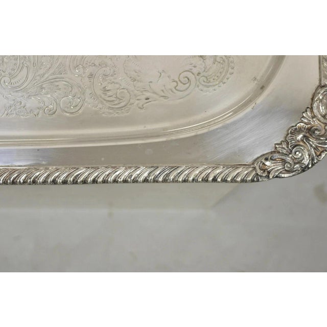 Vintage English Victorian Twin Handle Silver Plated Bar Serving Platter Tray For Sale In Philadelphia - Image 6 of 11