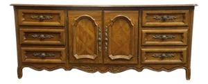 Drexel Furniture Cabernet Collection Solid Pecan French Provincial 78" Triple Door Dresser 306-134