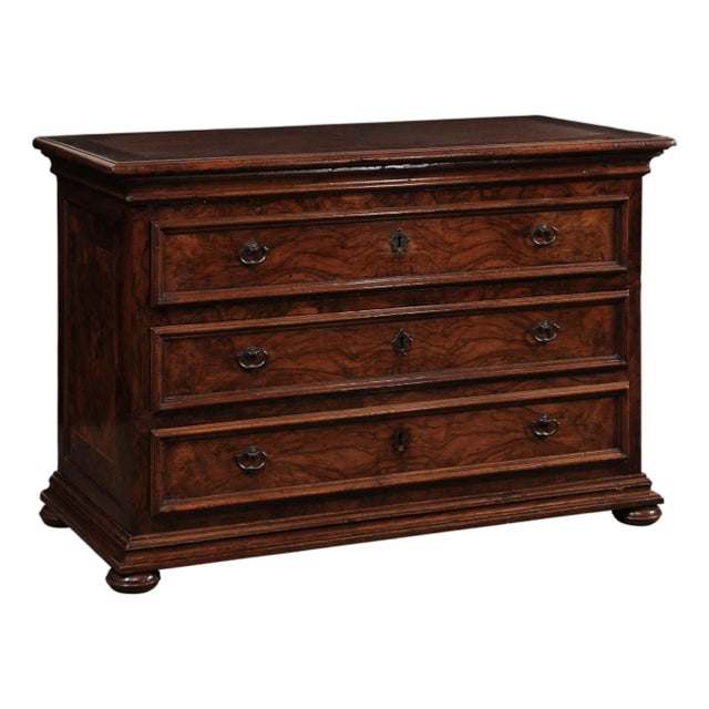 18th Century Italian Chest with Burl Veneer For Sale
