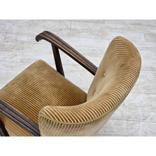 Danish Beech Armchair with Corduro Upholstery, 1950s, For Sale - Image 17 of 18