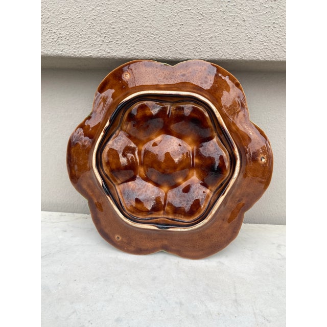Late 19th Century 19th Century Majolica Chocolate Oyster Plate Luneville For Sale - Image 5 of 8