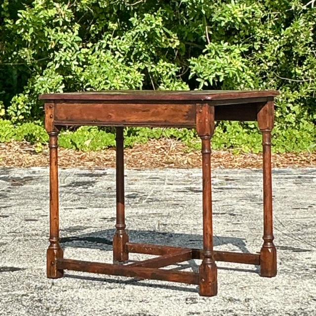 Brown Vintage Boho Theodore Alexander “Castle Bromwitch” Reclaimed Wood Side Table For Sale - Image 8 of 12