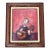 Mid Century Modern Abstract Man Playing Lute Original Painting Carved Wood Frame Signed For Sale