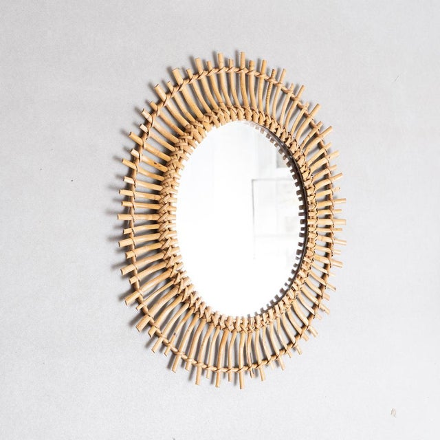 Mid-Century Modern Mirror Bamboo Rattan Handcrafted, 1960s For Sale - Image 3 of 10