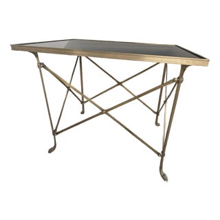 Global Views Rectangular Directoire Table in Brass With a Black Granite Top For Sale