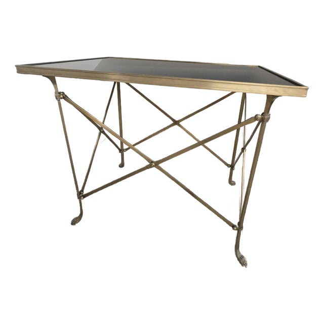Global Views Rectangular Directoire Table in Brass With a Black Granite Top For Sale