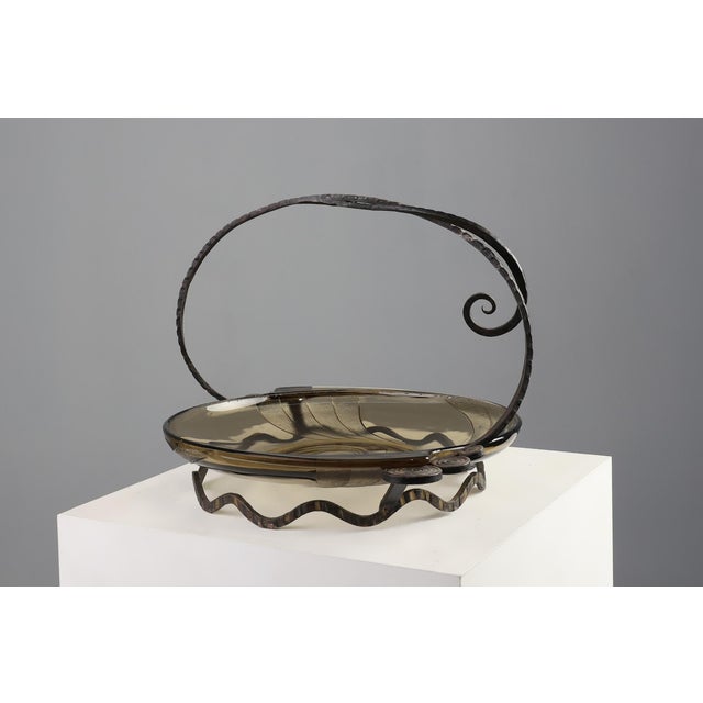 Art Deco Glass and Metal Fruit Bowl, France, 1920s For Sale - Image 6 of 11