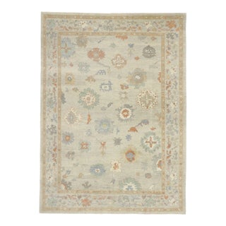 Neutral Earth-Tone Turkish Oushak Rug, 09'11 X 12'06 For Sale