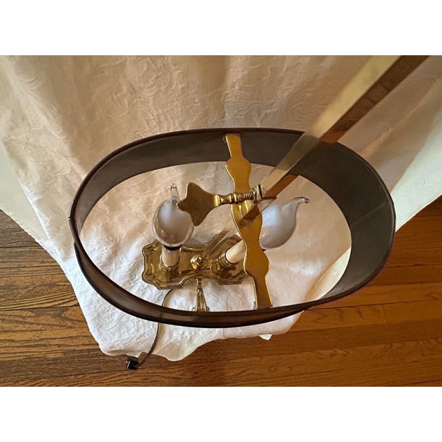 Frederick Cooper Vintage Frederick Cooper Brass Bouillotte Table Desk Lamp Tole Shade For Sale - Image 4 of 6