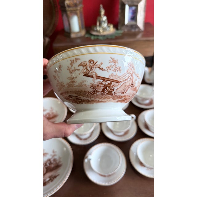Farmhouse Rare Antique English Bone China Bat Printed Tea Service, by Ridgway, Pattern 1684/2, Circa 1830s - 22 pcs For Sale - Image 3 of 18